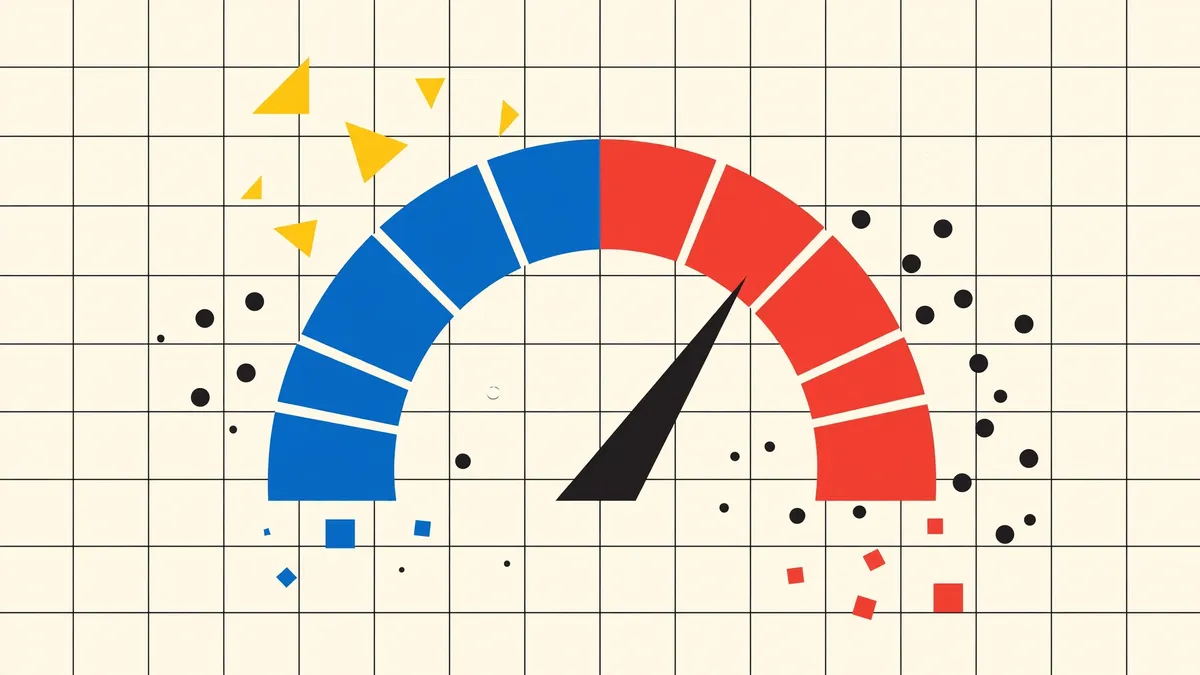 Bauhaus illustration of a gauge dial with a needle, symbolizing interest-rate decisions