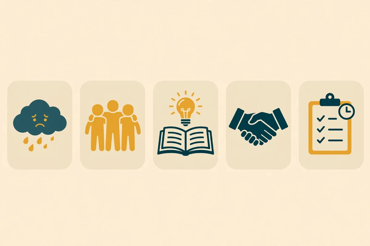 Five simple icons representing the Big Five personality traits